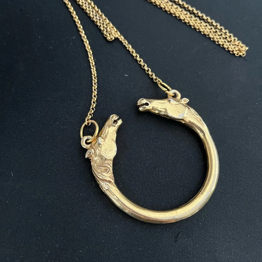 Florenza Gold-Tone Necklace with Circular Horse Pendant - Picture 4 of 6